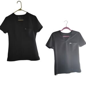 Figs Small Technical Collection Black Scrub Uniform Tops Women  Lot of 2